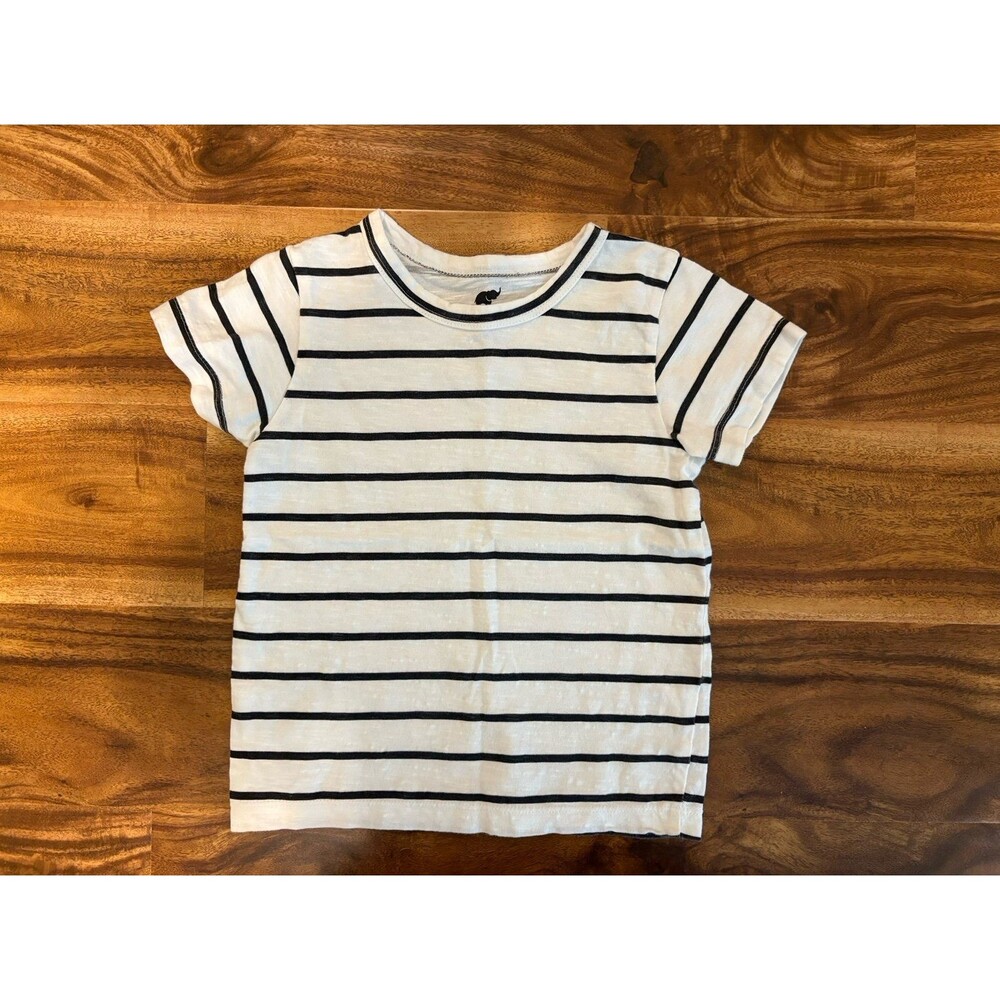 Monica & Andy Short Sleeve Tee, Black and White Stripes, Size 3T